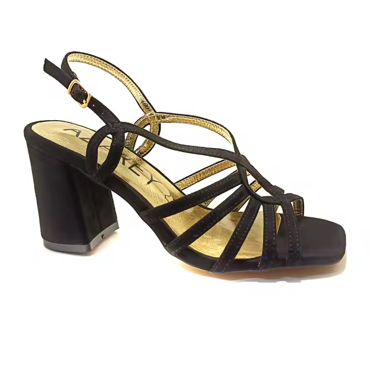 Azarey 459J456   Sandalias Con Tacon Medio  Puntera Descubierta   Para Mujer Color Negro. - 1