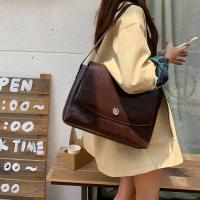 Nueva Bandolera Grande Retro Para Mujer 2025 Con Capacidad Alta Y Textura Estilo De Comercio Diario Tamaño Grande Color Marrón Oscuro Y Negro - details 14