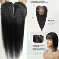 Extensiones De Cabello Humano Remi Ombre Rubio Para Mujeres Tope Con Flequillo Base De Seda Clip in Extensión De Cabello Para Mujeres Con Poco Cabello - details 17