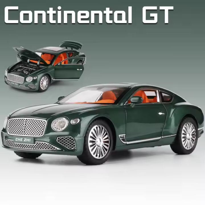 Modelo De Coche De Escala 1:24 Continental GT En Aleación Con Función Retroceso Y Luz Sonido Coche Deportivo De Metal Simulación Regalo De Colección Con Chasis Plástico Neumáticos De Goma Tamaño Aproximado 20.5*9*6CM - 1