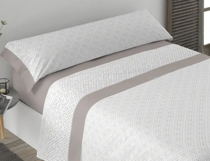 Plusdescanso- Juego de sábanas 50% algodón ZURI. Calidad suprema de la firma DM. Formado por bajera, encimera y una o dos fundas de almohada. Producto TOP. - 1