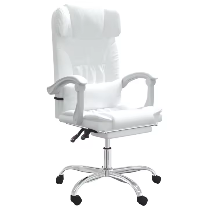 Silla de Oficina reclinable masaje cuero sintético Blanco - 1
