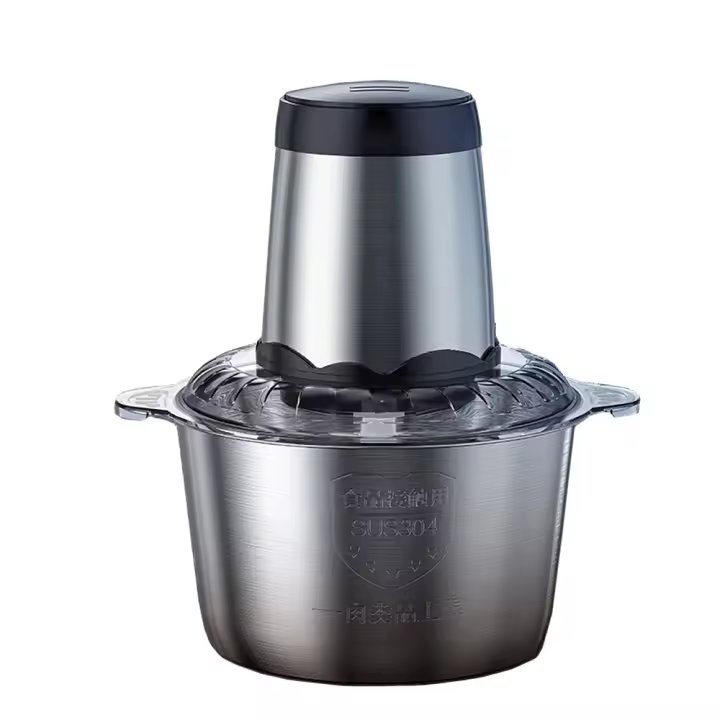 Picadora Electrica de Acero Inoxidable, 300W Picadora de Alimentos, Picadora de Cocina con 4 Cuchillas afiladas y tazón de Acero Inoxidable de 2L,Picadora de Carne para Verduras, Carne, Especias - 1