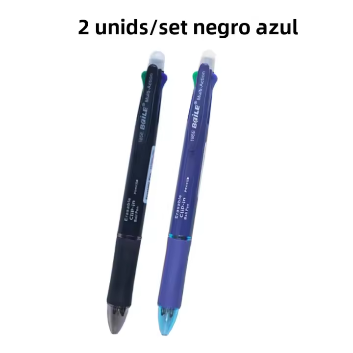 Bolígrafo De Gel Creativo 5 En 1 Multicolor Borrable Con Recambios Reemplazables De 4 Colores 0.7mm Y Lápiz Automático 0.5mm Estuche De Oficina Y Escuela - 1