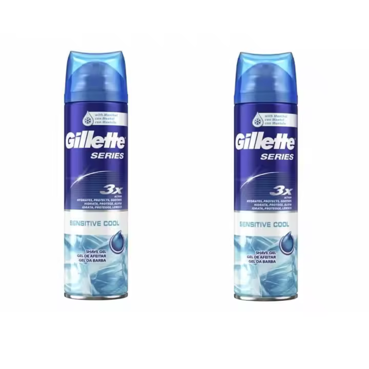 Pack de 2 Geles de Afeitar GILLETTE para Piel Sensible 2 x 200ml - Gel de afeitar Sensitive Cool spray 2 x 200 ml - 1