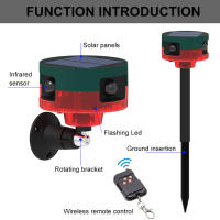 Repellente De Animales Grabable Repelente Solar De Pájaros Con Control Remoto Y Luz Destellante Para Granjas Jardines Frutales - details 20