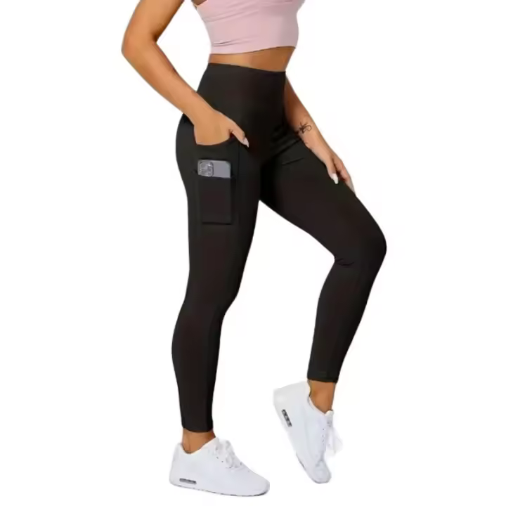 Leggings De Yoga Con Bolsillos Laterales Dobles Cintura Alta Control De Abdomen Pantalones Deportivos Casuales Transpirables Para Mujer - 1