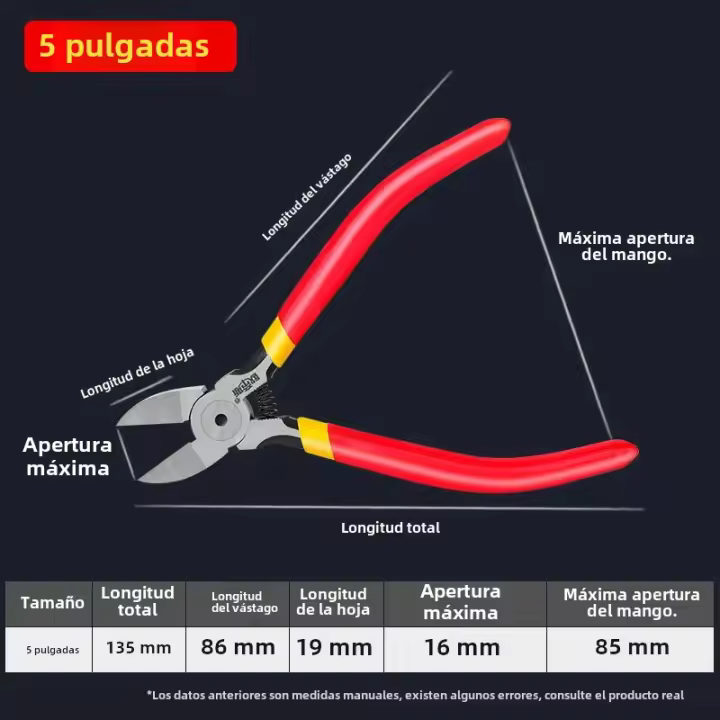 LYONDAO Aretes Diagonales De Plástico Cr-V De 5 Y 6 Pulgadas Herramienta De Deshuesado Para Cable DIY Reparación Mini Electrónica - 1