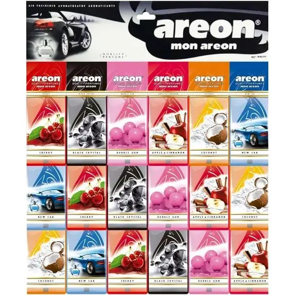 PACK 5 AMBIENTADOR DE COCHE MON AREON SURTIDO---- AMBIENTADOR MON AREON TOP VENTAS-----PRESTIGIOSA MARCA AREON - 1
