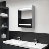 vidaXL Armario de baño con espejo LED blanco brillante 50x14x60 cm en color Blanco brillo/Negro brillo/Gris brillo y más | almacenamiento funcional diseño moderno para baño dormitorio sala - details 4