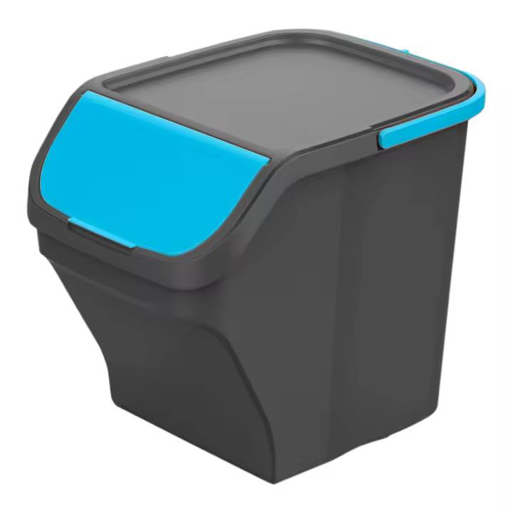 Cubo stack´n sort gris con tapa color azul 30 x 40 x 34 cm 25 l - 1