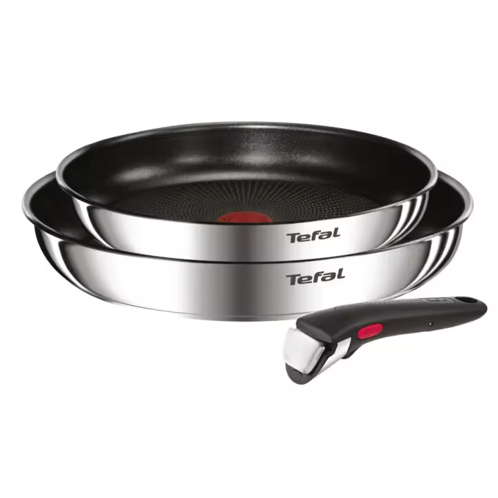 Tefal Ingenio Emotion juego de cocina de 2 piezas,22 cm/26 cm, acero inoxidable, apilable, revestimiento antiadherente, inducción, L8973S45 - 1