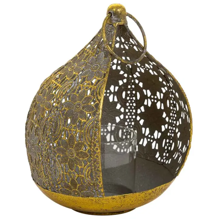 WANDERLUST DECO Portavelas de Metal Dorado 18.5x17x23.5h Cm - Pieza Versátil - 1