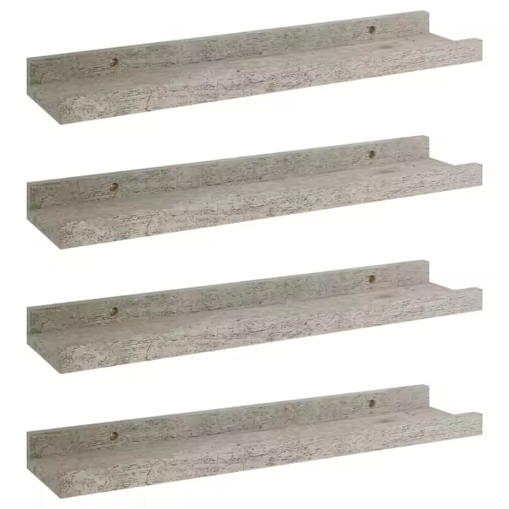 vidaXL Estantes de pared 4 unidades 40x9x3 cm Blanco brillante, Blanco, Negro Mueble Almacenaje Estantería para Oficina, Estudio, Dormitorio Estantería/Librería/ mueble de Almacenamiento - 1