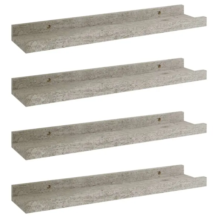 vidaXL Estantes de pared 4 unidades 40x9x3 cm Blanco brillante, Blanco, Negro Mueble Almacenaje Estantería para Oficina, Estudio, Dormitorio Estantería/Librería/ mueble de Almacenamiento - 1