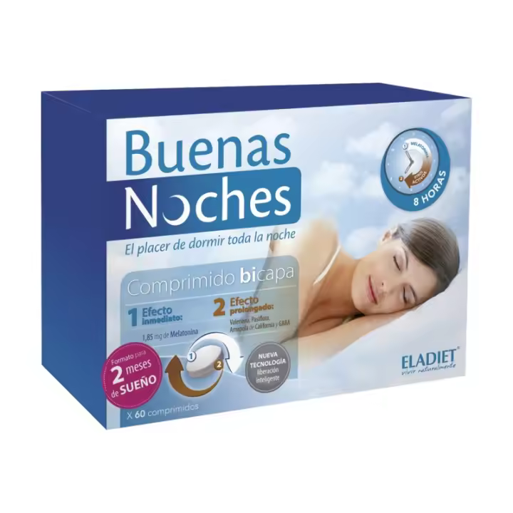 Eladiet Buenas Noches 60 Comprimidos - Mejora Descanso y Regula Ciclos Sueño - 1