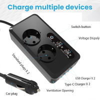 Inversor de alimentación de automóviles 200W DC 12V a AC 220V 2X Puertos USB 2X Tipo C Convertidor automático - details 0