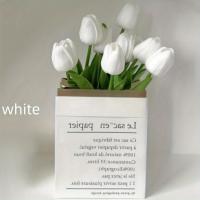10Pcs Flores Artificiales De Alta Calidad Tulipes Toque Real Para Decoración De Hogar Habitación Dormitorio DIY Fiesta Boda Decoración - details 4