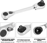 Llave De Enchufe Doble Cabeza 2 En 1 Mini Llave De Destornillador Con Mango 72 Dientes Herramienta Rápida Para Instalación - details 17