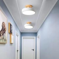 Lámpara De Techo Industrial Nórdica Para Entrada Sala De Estar Comedor Dormitorio Estudio Baño Luz Redonda De Madera Moderna - details 4
