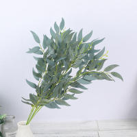 5pcs Hojas De Sauce Realzadas Con Flores De Seda Verdes Para Decoración De Hogar Jardín Vaso Decoración De Boda Y Fiesta - details 2