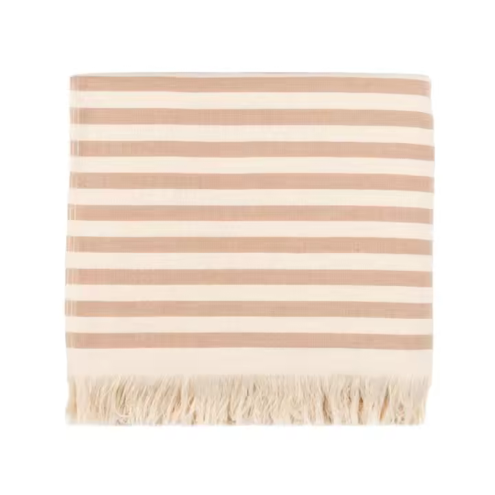 Toalla de Playa Torres Novas Barra con Rayas Beige de Algodón - 1