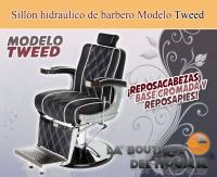Sillón Barbero hidráulico reclinable y giratorio con reposabrazos Modelo LBH Tweed - details 0