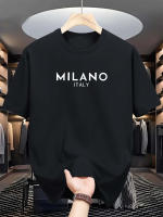 Camiseta De Algodón Puro 100% Para Hombre Estampado De Letras De MILANO ITALIA Casual Suelta Y De Moda Para El Verano Con Cuello Redondo Y Mangas Cortas - details 1