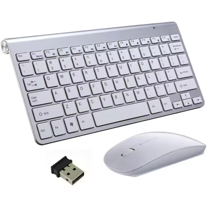 FGNS Teclado y Raton Inalámbrico Compacto Español,  2,4GHz Minimalista Teclado con 12 Teclas Multimedia, 2,4GHz Minimalista, Diseño Pequeño y Ultrafinos, Portátil Silencioso, para Windows, Laptop, Computadora, - 1
