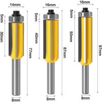 Broca para enrutador de Madera con vagón de 8 mm with 4 Cutillas, juego de Brocas para enrutador con Patrón de acabado de 3 UDS. - details 0