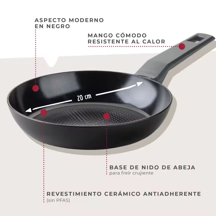 Fackelmann Statement Sartén 20cm, Reciclada de Aluminio con Revestimiento Antiadherente de Cerámica, Apta para Todo Tipo de Cocinas, Incluyendo Inducción - Negro Sombra/Ash Gris - 1