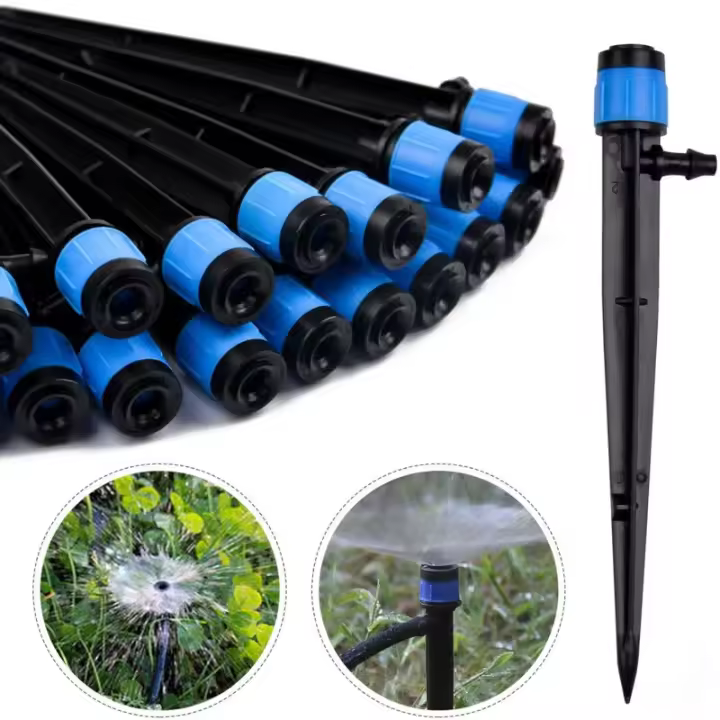 Gotero de Riego de 50 piezas, microaspers ajustable de 360 Grados para tubo de Riego de 1/4 (4-6mm) (Azul) - 1