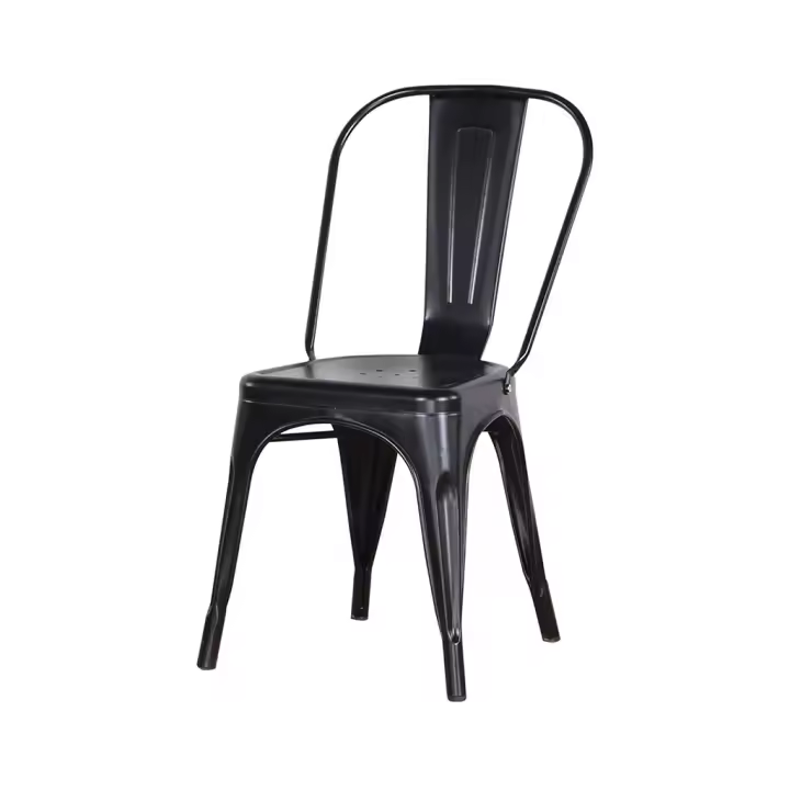ORION91 Silla Acero BETA Negro Satinado Apilable (84x45,5x52 cm) Estilo Industrial Convertible a Taburete Antideslizante Comedor Hostelería Oficina Salón Teletrabajo Cocina - SpazioLuzio - 1