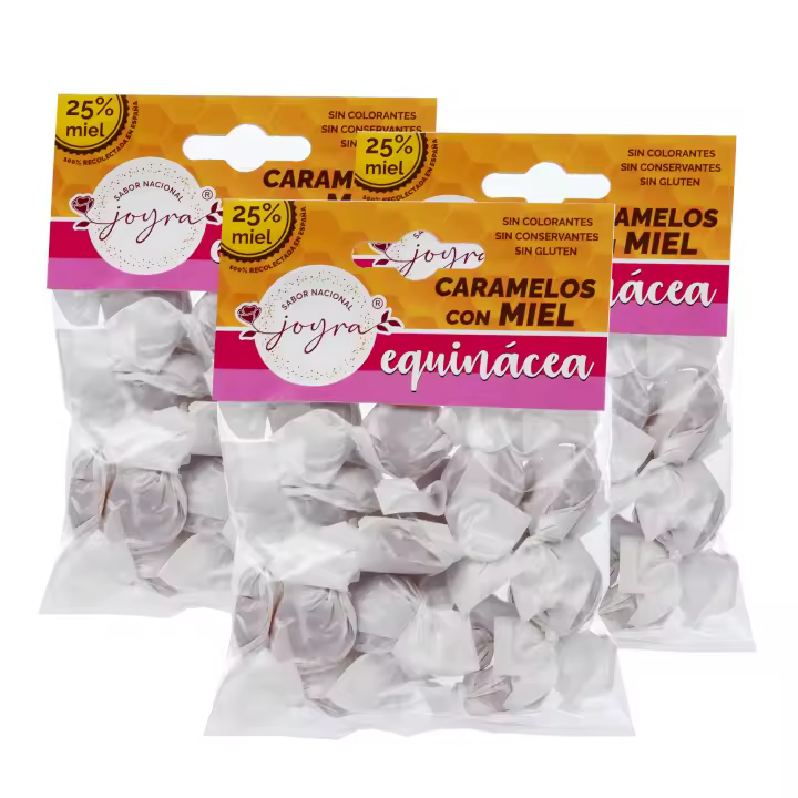 ARTE SABOR Pack de 3 paquetes de Caramelos de miel con equinácea, 100gr. Con un 25% de miel cruda y hechos con ingredientes 100% naturales. 10x5x14 Cm. - 1