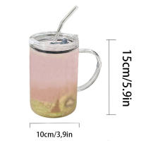 Vaso De Vidrio De 1L Con Tapa Y Pajita Taza De Café Con Mangos Transparente Para Bebidas Leche Y Jugo Vaso Para Mocha - details 0