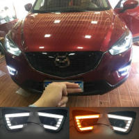 1Par De Luz Diurna LED Para Mazda CX-5 2012-2016 Con Señal De Giro Y Faro Antiniebla Amarillo 12V Instalación Directa - details 0
