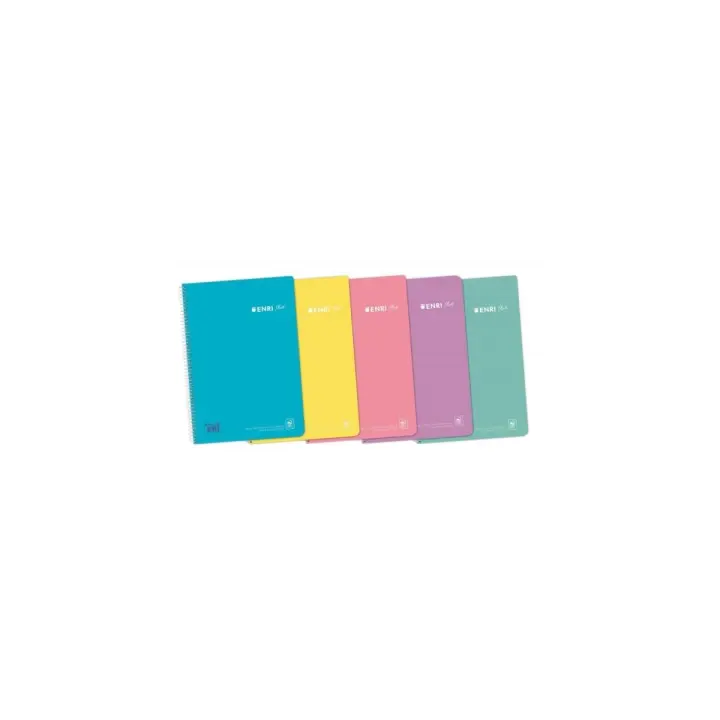 Paquete 5 cuadernos tapa plástico Enri Plus A4 folio cuadricula 4x4 con margen 80 - hojas de papel de 90 gramos - colores pastel surtidos: Azul Pastel, Amarillo Pastel, Rosa Pastel, Malva, Ice Mint Pastel - Referencia del fabricante 400150287 - 1