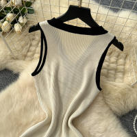 Vestido Largo Sin Mangas De Verano Para Mujer REALEFT V-neck Cintura Imperio Slim Alineado Hasta La Cintura De Poliéster - details 12