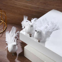 Pájaros Artificiales De Pluma De Espuma Blanca Doves Mini Decoración De Pájaros Para El Jardín Y Artesanía - details 2