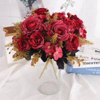 Retro Flores Artificiales De Rosa Para Vaso Regalo De Navidad Boda Decoración De Hogar Y Exterior Plantas Falsas Para Fiesta De La Novia - details 0