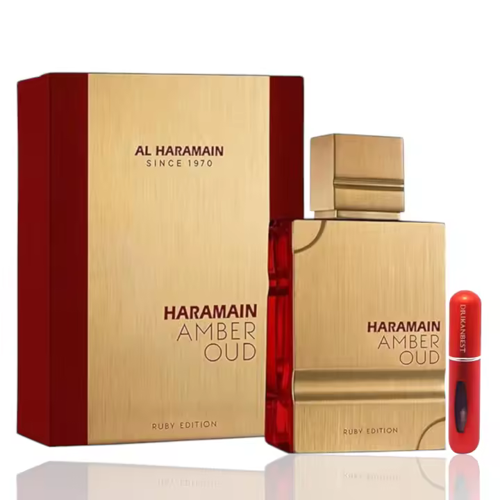 Perfume Al Haramain Amber Oud Ruby Edition Eau de Parfum unisex 60ml+REGALO Atomizador recargable 5ML DRIKANBEST - 1