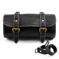 Nueva Bolsa De Herramientas De Motocicleta Retro De Cuero Genuino Con Estampado De Cocodrilo Impermeable Y Resistente Al Desgaste Para Motorbike Tamaño 21x9x9cm Color Negro - details 7