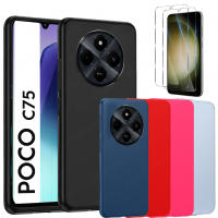 Funda + Protector Cristal Vidrio Templado Opcional Compatible Con XIAOMI POCO C75 Carcasa Básica, Foroo Gel TPU Silicona Líquida Mate Suave Flexible, Ligera, Color Negro Transparente, Ajuste Perfecto, Acceso Conectores, Case Meloenvias mle18 - details 0