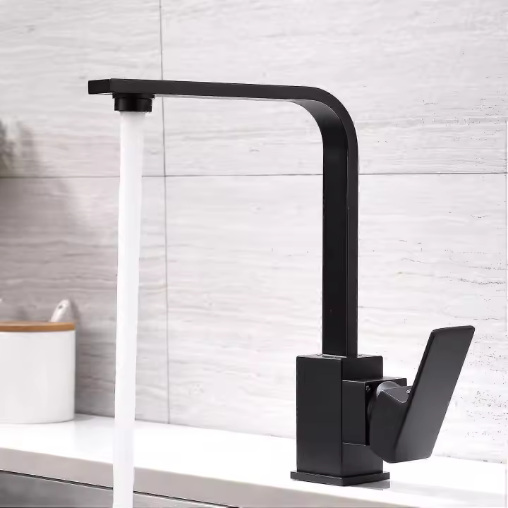 Negro grifo de la cocina 360 caño giratorio elegante grifo de la cocina caliente y fría grifo del fregadero de la cocina - 1