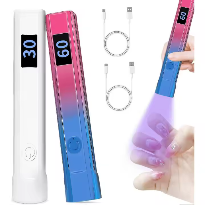 2 Pack Handheld Nail Lamp for Gel Nails, Portable Mini UV Light with LED, Nail Dryer for Fast Curing, Cordless Rechargeable Nail Light with Type C - 1