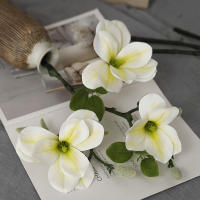 Rama De Flor Magnolia Abierta De Lujo Con 3 Cabezas Para Bodas Blancas Y Decoración Del Hogar Flores Artificiales De Seda - details 3