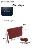 Bolso Clutch Mujer with Correa para el HOMBRO, Bolso de fiesta, mini Bolso Piel authentic Suave, Made in Italy, Modelo Mya, Clutch Burdeos - details 1