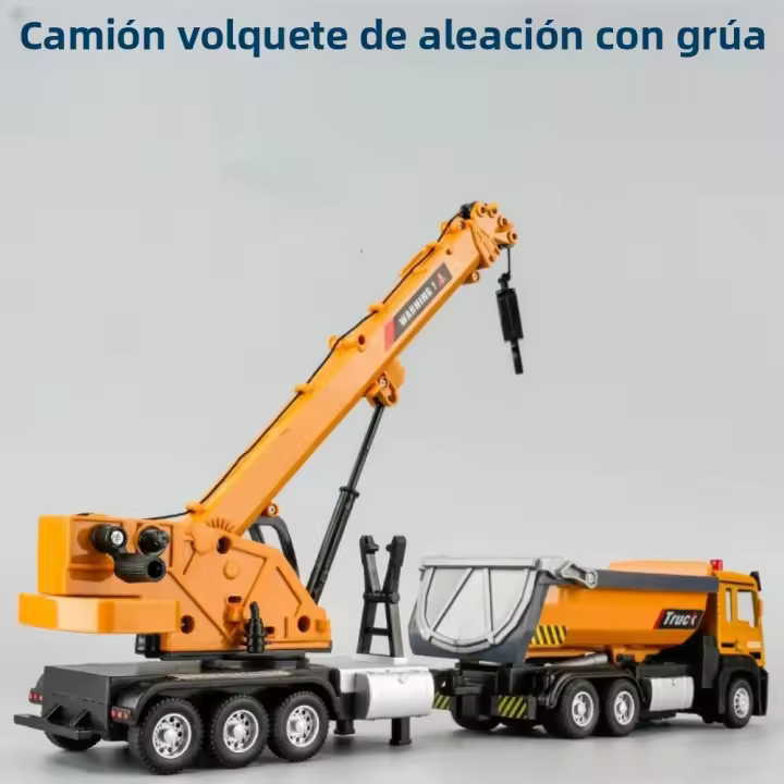 Camión Cargador Escala 1/32 Con Sonido Y Luz Vehículos De Acción Móvil Regalo De Cumpleaños Modelo De Metal Y Plástico Duradero Tamaño Aproximado 32*6*7CM - 1