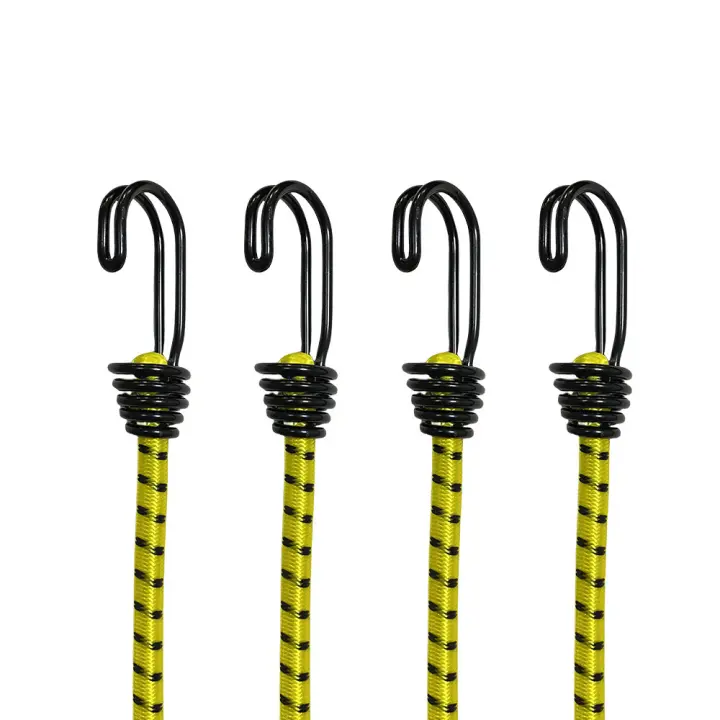 4Pcs Cordón Elástico De Bungee 60cm Con Gancho Metálico Para Acampar Y Acomodar Tiendas De Campaña Cuerda De Tied Rubber Para Equipaje Y Estraperos Al Aire Libre - 1