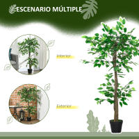 Outsunny Árbol de Té Artificial 120 cm Planta Artificial con 546 Hojas Musgo y Maceta Planta Artificial Decorativa para Interior y Exterior Hogar Salón Oficina Verde - details 3